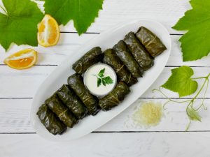 Delicious,Dolma,(sarma),Stuffed,Grape,Leaves,&,Rice,,White,Yogurt | Qida Elmi